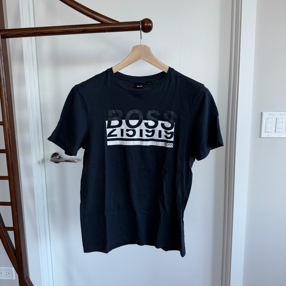 BOSS Dark Tee with Bold Graphic